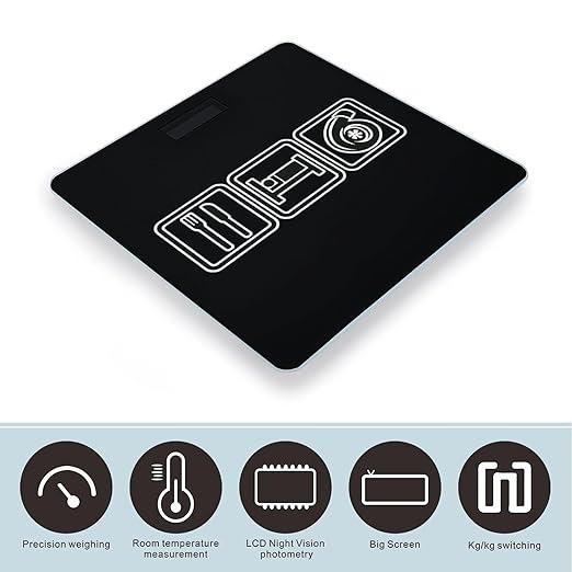 Eat Sleep Boosts Digital Bathroom Scale for Body Weight Lighted LCD Display Round Corner