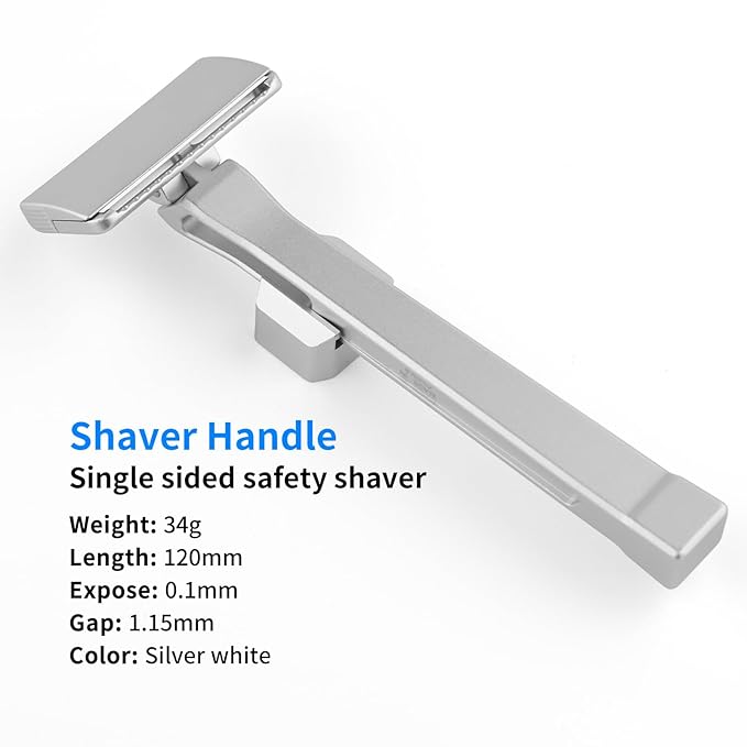 KAMPFE Safety Razor Made of 6061 Aluminum Alloy Material GEM Single Sided Safetyshaver Shaver Handle for Men with Suction Cup Holder and Safety Razor Blades