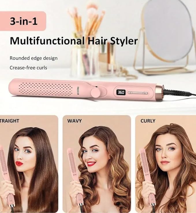 Professional Hair Straightener with LCD Display 5 Temperature Settings 280-430°F Negative Ion Technology Pink