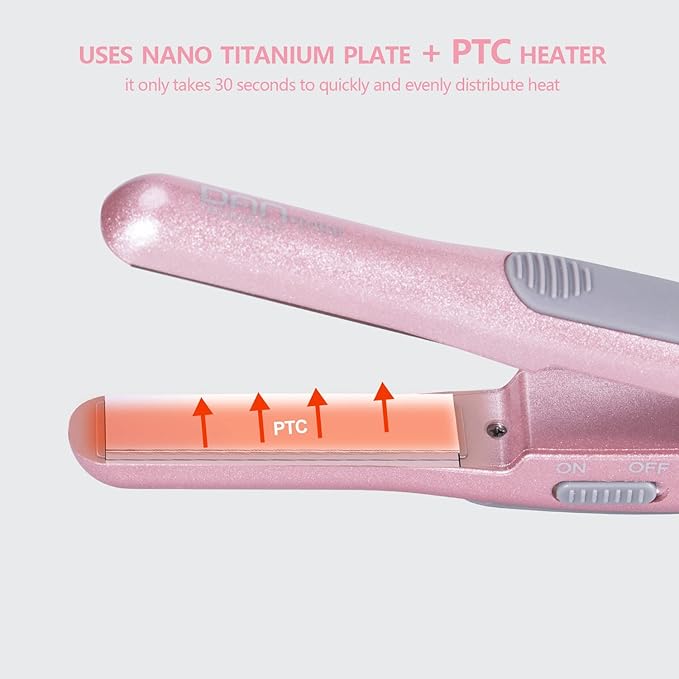 DAN Technology Flat Iron Blow Dryer Set Small Flat Irons with Travel case Concentrator Nozzle &amp EU Plug Adapter Dual Voltage &amp Folding Handle Pro Hair Dryer Set…