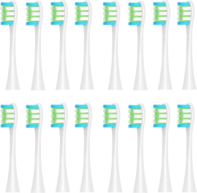 16pcs Replacement Brush HeadsCompatible for Oclean Sonic X/Pro/ Z1/ SE F1 One PW01/03/05/07/09 P5 Electric Toothbrush(16 White)