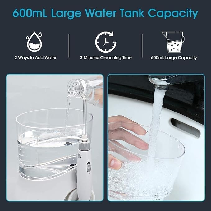 Water Flosser Water Flosser Teeth Cleaner for Family 6 Multifunctional Jet Tips IPX7 Waterproof10 Adjustable Modes for The Oral Care Needs of Family White