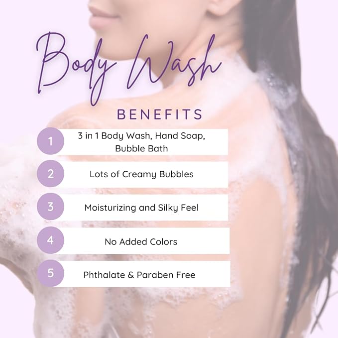 Eclectic Lady Liquid Pearl Body Wash - Whipped Cream Scent 3-in-1 Use For Bubble Bath Hand Soap &amp Body Wash Phthalate-Free Whipped Cream Fragrance Handcrafted in USA (16 oz)