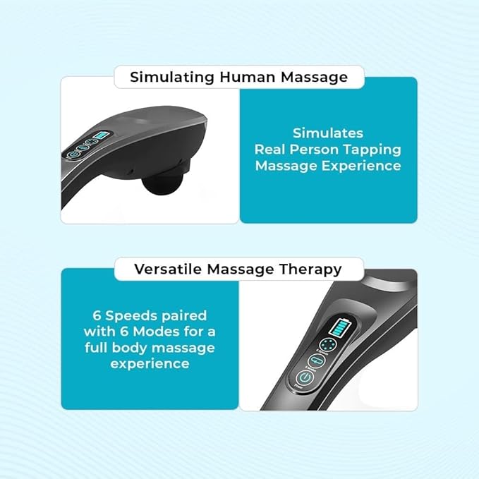 Generic Stream Pro Cordless Full Body Massager Machine for Pain Relief with 4 Attachments - Electric Back Massager for Pain Relief with 4000 mAh Battery (Grey &amp Black)