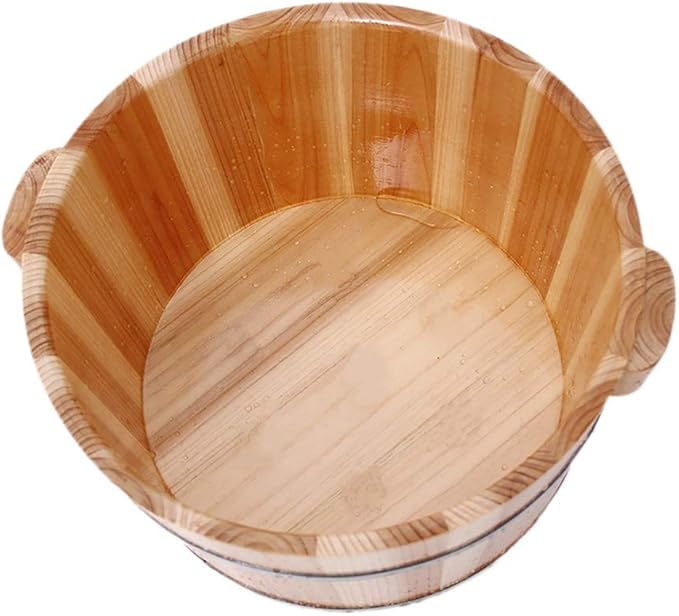 Foot Tub Wooden Foot Basin Foot Bath Barrel Fir Foot Barrel Thickened Ear Design Suitable For Families Massage Rooms Hotels Etc.40x27x32cm foot Bath Wooden Bucket Foot Spa Household Wash Ba