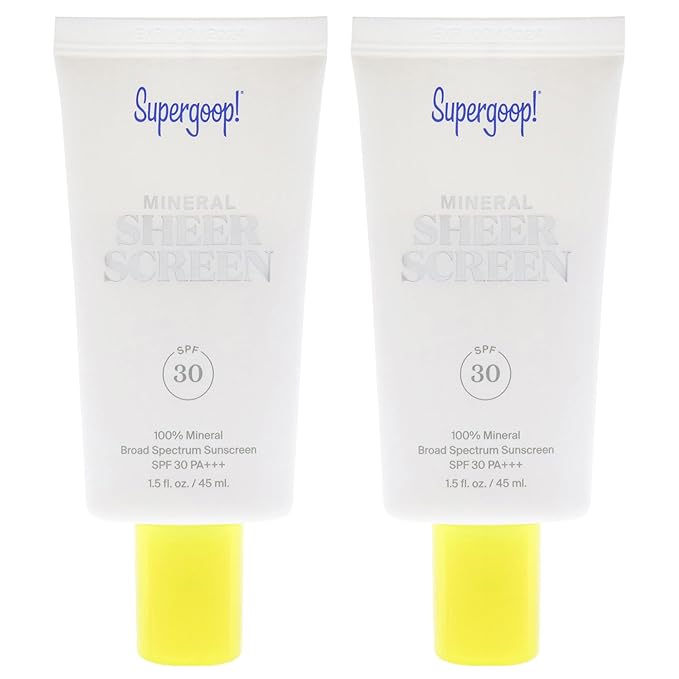 Mineral Sheer Screen SPF 30 by Supergoop for Women - 1.5 oz Sunscreen - Pack of 2