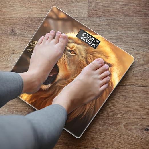 Digital Scale for Body Weight Highly Precision Bathroom Weight Scale 400 lbs with Backlit Display Personalized Scale for Home-Majestic Lion Roaring in The Savannah