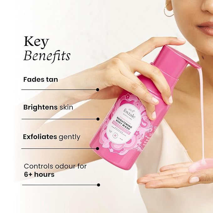 Pack of 2 De-Tan Brightening | Glycolic Acid &amp Niacinamide for Glowing | Removes Tan &amp Evens Skin | 6+ hrs odour control | SLS-Free | Body Wash for Women &amp Men | All Skin Type | 250 ml