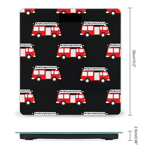 Men's Fashion Automatic Switch Digital Bathroom Weighing Scale Smart Scale Fire Fighters Red Fire Truck Cartoon