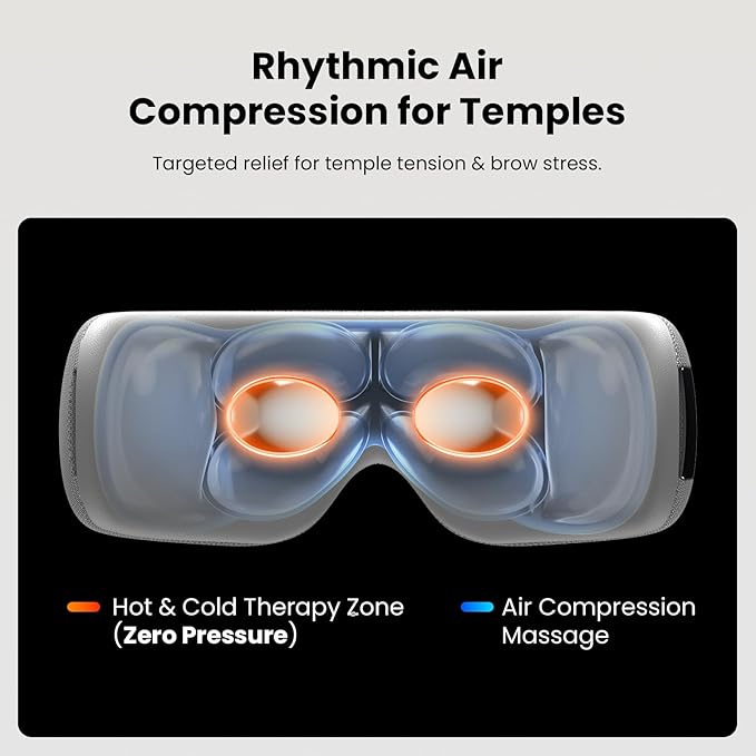 BOB AND BRAD EYEFLOW Eye Massager with Heat &amp Cooling FSA Eligible and HSA - Semiconductor Cold Compress Eye Mask for Migraines Dry Eyes &amp Dark Circles Heated Temple Massager for Headaches