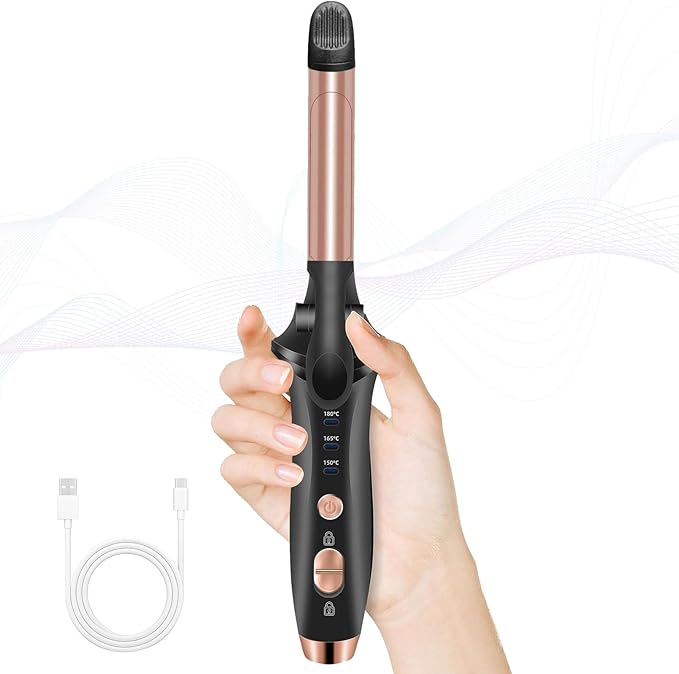 Cordless Curling Iron4000 mAh Cordless Hair Curler3 Temp Setting Mini Travel Battery Powered Curling Iron2 in 1 Portable Hair Straightener and Curler