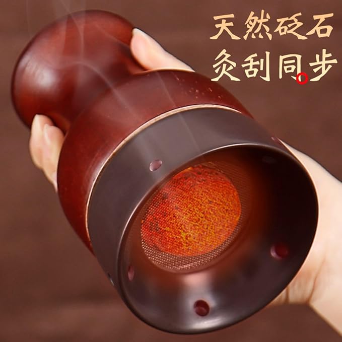 天然泗滨砭石温按摩仪 Hot Stones Massage Set 背部推拿按摩开背全身刮痧工具加热罐玄黄 HomeOffice Body Electric Massagers