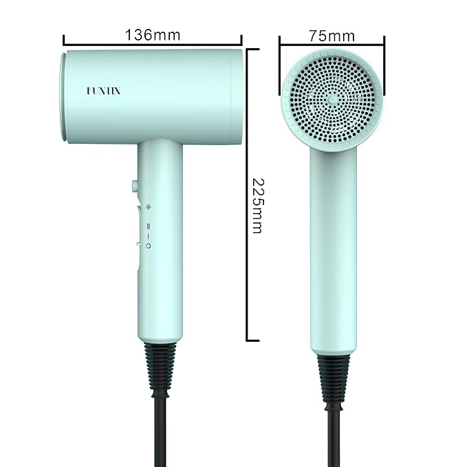 Funtin Hair Dryer Blow Dryer with Diffuser Brush Comb 1800W Full Accessories for Women Professional Tifunny Blue