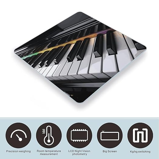 Piano Key Weight Scale Digital Electronic Scales Bathroom Scale Larg LCD Backlight Display High Precision MeasurementsTempered Glass