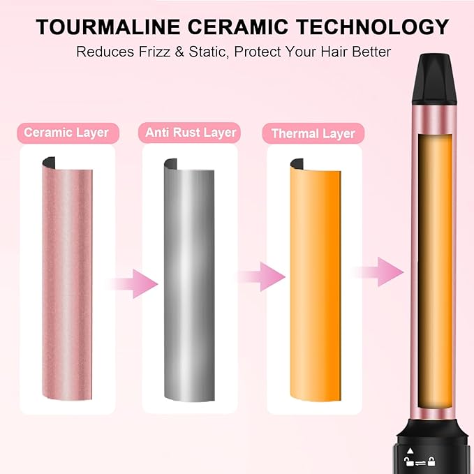 Curling Iron 1 Inch Professional Long Barrel Hair Curling Wand with 2 Heat Settings Ceramic Coating Barrel Curler Wand for All Hair Types Include Heat Protective Glove &amp 2 Clips