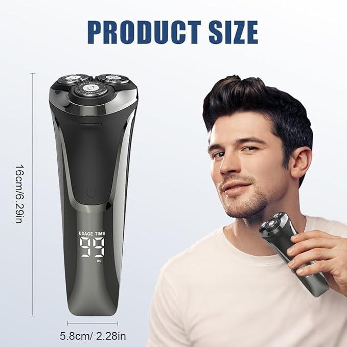 Snapbuy Electric Razor for Men 2025 New Electric Razor 4D Rotary Ipx7 Waterproof Electrics Razors Wet &amp Dry Rechargeable Electrics Shaver LCD Display (1)