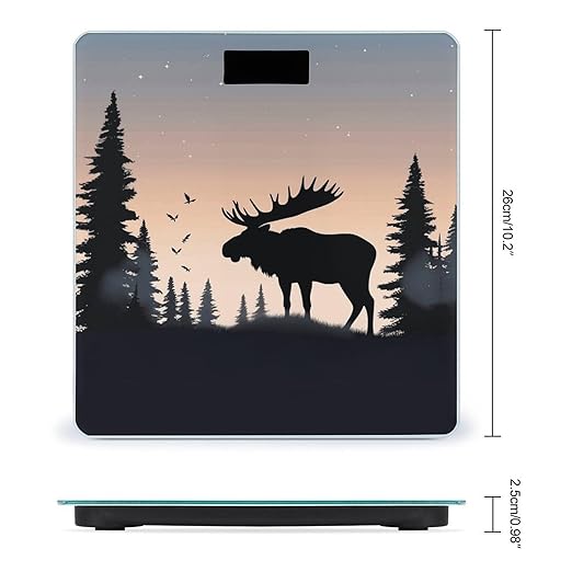 Moose Mountain Pine Tree Wilderness Bathroom Scale Ultra-Bright Liquid Crystal Screen Weight Scale Accurate Bathroom Body Scales for Body Weight Bathroom Pet Home Bedroom Gift-Giving