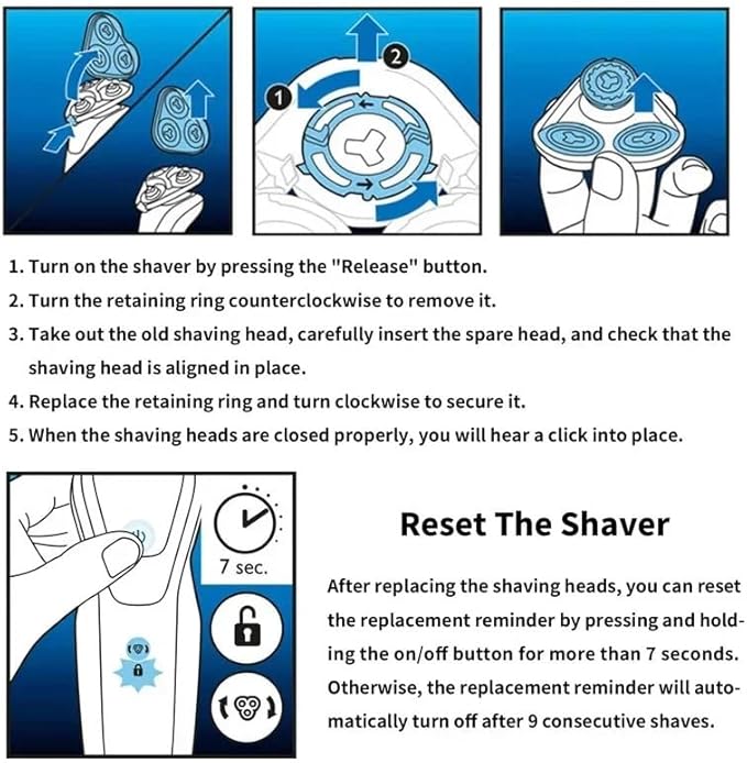 SH91/52 Replacement Blades/Heads FitCompatible for Philips Norelco Shavers Series 9000Double-Layer Precision BladesReplace The Shaver Head(1 set-SH91)