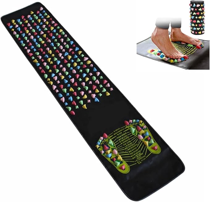 Walking Stone Foot Acupoint Massage Pad Foot Massage Pad Acupoint Massage Pad Promotes Blood Circulation Suitable for Indoor and Outdoor Use (68.9 inch)