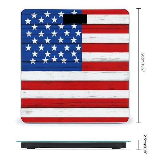 Automatic Switch Digital Bathroom Weighing Scale Smart Scale for Body Weight Wooden American Flag
