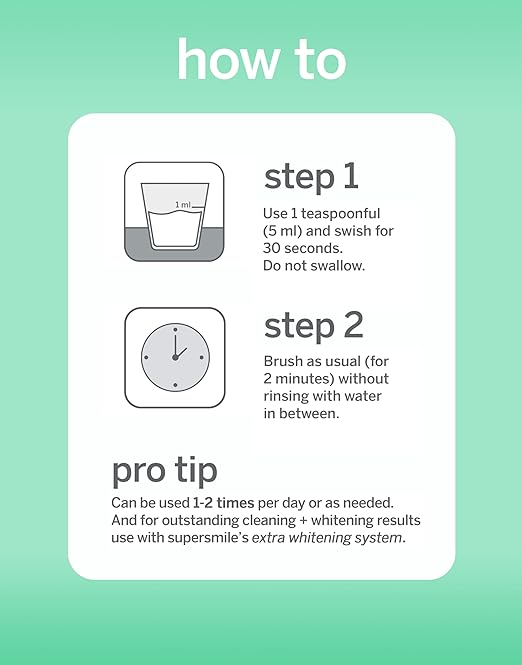 Supersmile Extra Whitening Pre-Rinse - Clinically Formulated Pre-Brush Mouthwash Cleans and Whitens Teeth in Hard-to-Reach Places - Fresh Breath - Alcohol Free - Sugar Free