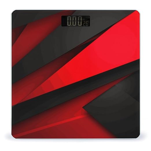 Red Black Scale for Body Weight High Precision Digital Weight Scales with LCD Display Anti-Slip Sturdy Slim Tempered Glass Bathroom Scale for Home Use