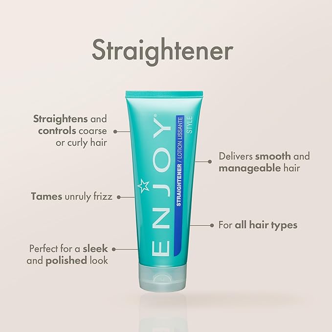 Enjoy Straightener Smoothing and Frizz Control Cream for Coarse or Curly Hair Non-Chemical Hair Straightening Balm for Sleek and Soft Styles 8 Oz
