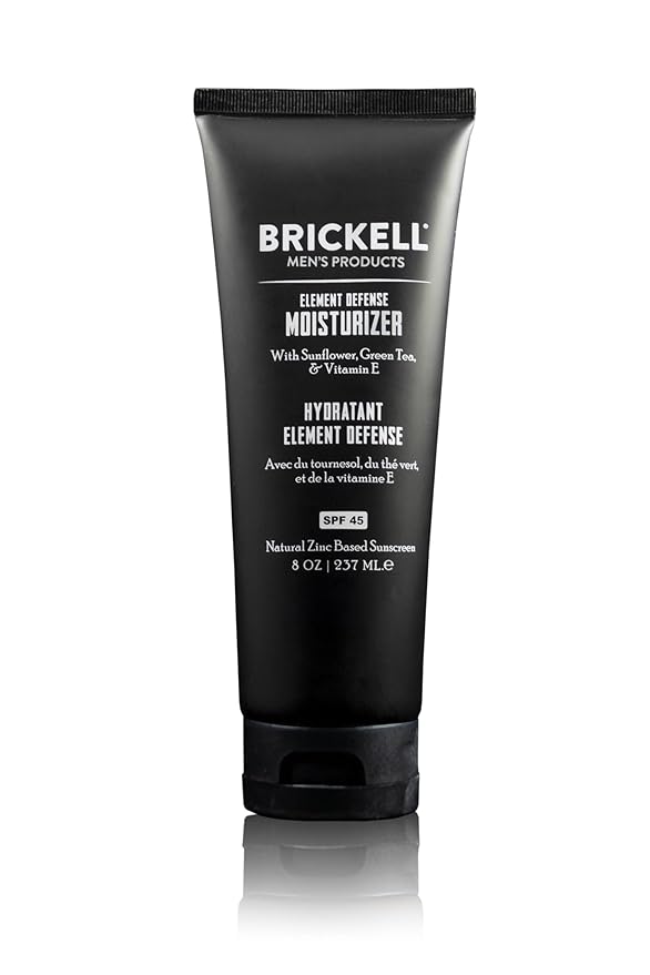 Brickell Men's Element Defense SPF45 Moisturizer for Men Natural &amp Organic Zinc Oxide Mineral Sunscreen Hydrates and Protects Skin Against UVA/UVB Rays 8 Ounce Unscented