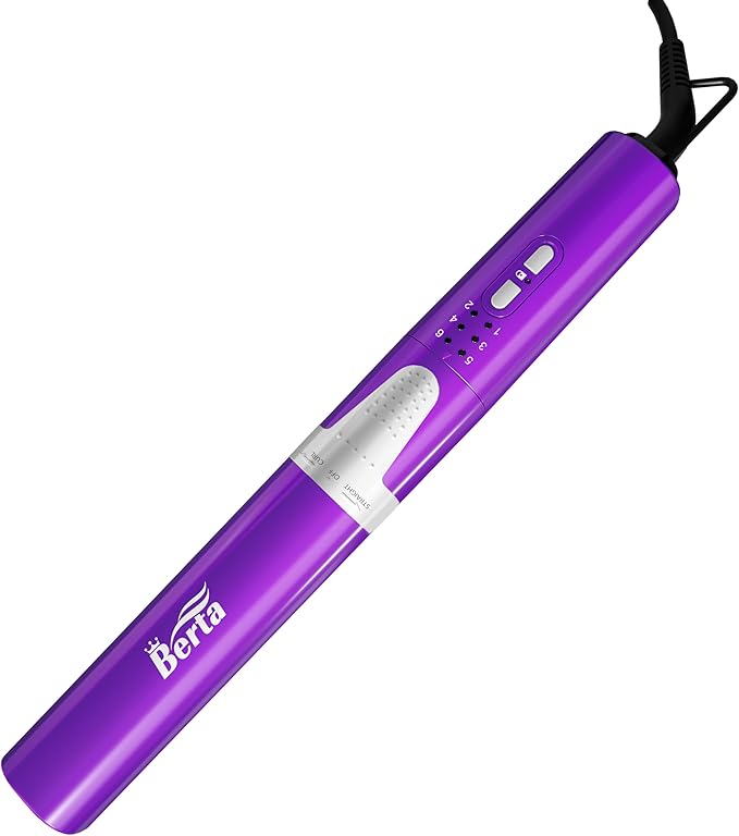 BERTA 2-in-1 Flat Iron &amp Curling IronCeramic 1 Inch Curling WandFast Heating (30s) Adjustable Temp 300°F-400°FDamage-Free Styler for All Hair Types (Straightener &amp Curler)