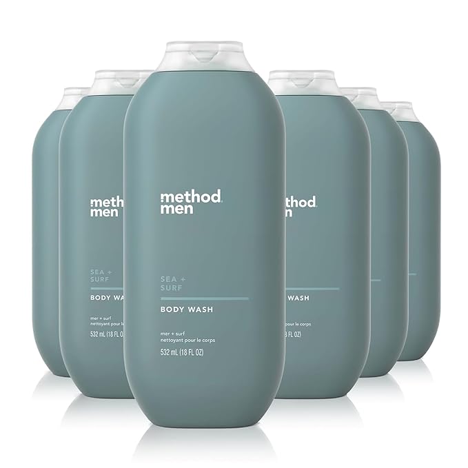 Method Men Body Wash Sea + Surf Paraben and Phthalate Free 18 FL Oz (Pack of 6)