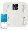 mooas Smart Scale for Body Weight Fat Bluetooth Scale Digital Bathroom Scale with BMI Body Fat Muscle Mass Composition LCD Accurate Wi-Fi Bluetooth Scale for Home Smartphone App 396 lbs (Ivory)