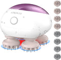 Electric Scalp Massager Portable Head Stress RelaxIPX7 Waterproof Rechargeable Head Massager Scalp Stress Relax Body for Deep Cleansing Relief Hair Growth (Pink)