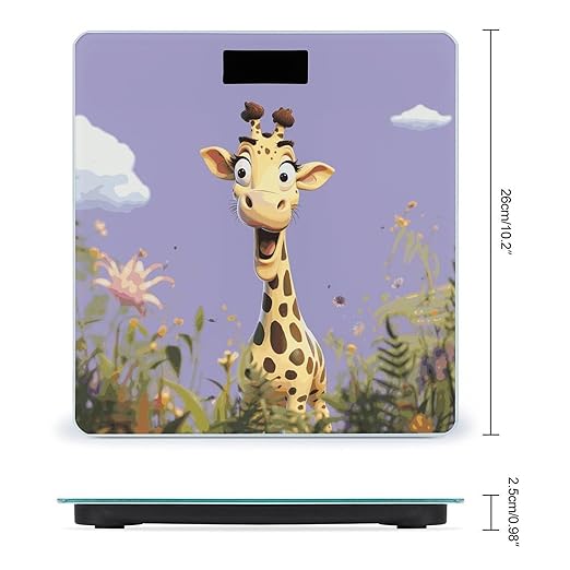 Happy Giraffe Weight Scale Digital Electronic Scales Bathroom Scale Larg LCD Backlight Display High Precision MeasurementsTempered Glass