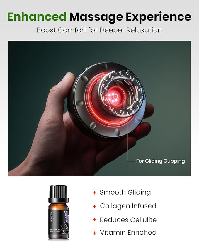 1 Pack 5-in-1 Smart Cupping Therapy Massager Electric Cupping Device with Red Light Dynamic Cupping Therapy Set with 12-Level Suction &amp Heat Cupping Machine for Muscle Pain Relief Knots Soren