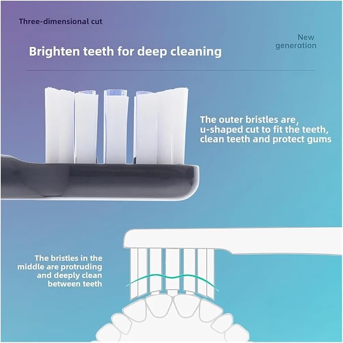 8 Toothbrush Heads Suitable Compatible for Mijia Electric T700 MES604 MBS304 Brush Full-Effect Clean and Bright White Type