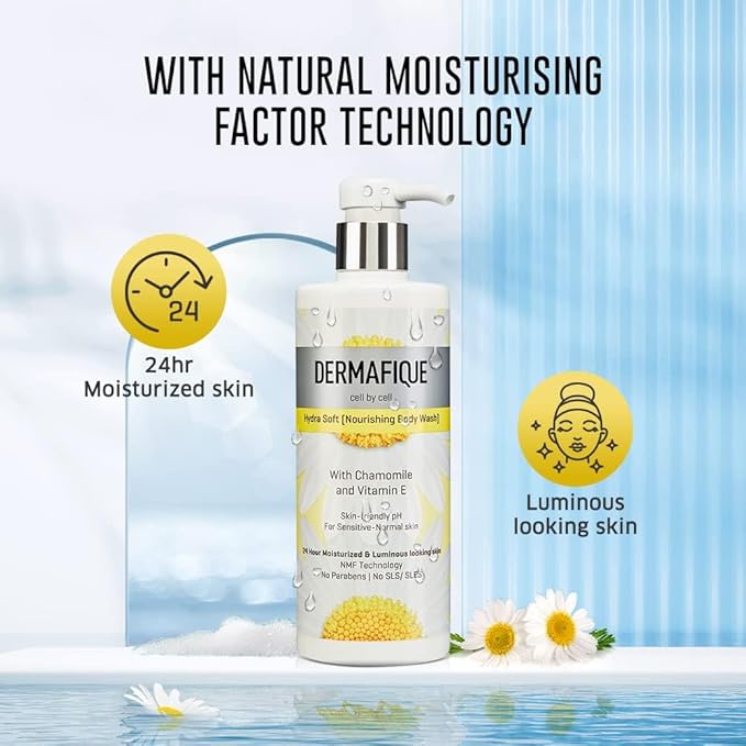 Hydra Soft Nourishing Body Wash – 500ml Showergel for Women &amp Men No Parabens/SLS/SLES With Vitamin E &amp Chamomile Suitable for Sensitive - Normal Skin | Dermatologist Tested