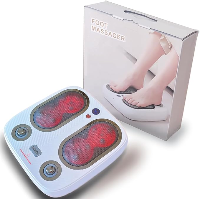 DR. WELL Shiatsu Foot Massager with Warm and Vibration Deep Acupressure Electric Foot Massager for Plantar Fasciitis Neuropathy. Suitable for Home and Under-Desk use.