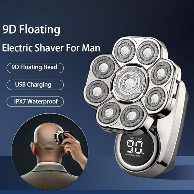 Head Shaver for Men 6 in 1 Beard Shaver 9 Blades Multi Grooming Kit Digital Display Electric Shaver Hair Trimmer Beard Electric Razor Wet Dry Men Facial Shaving Machine