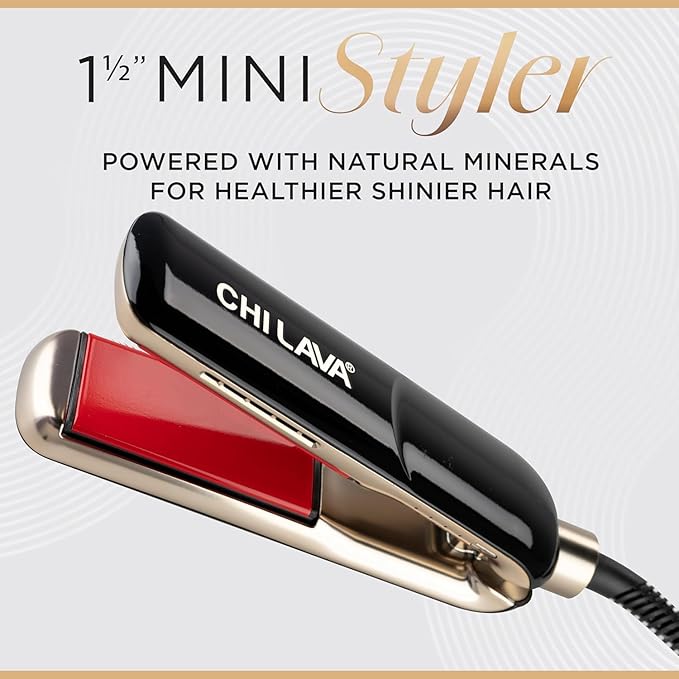 CHI Lava MiniStyler &amp CHI 44 Iron Guard (2 Oz) Gift Duo Ceramic Hair Straightener for Long-Lasting Shine Perfect for Daily Use &amp Travel 1.5” Iron