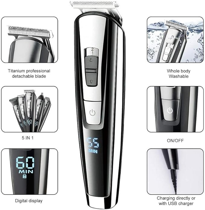 Electric Razors for Men All in one Facial Body Grooming kit Electric Shaver for Men Beard Hair Trimmer pro Shaving Machine Washable Razor Rechargeable