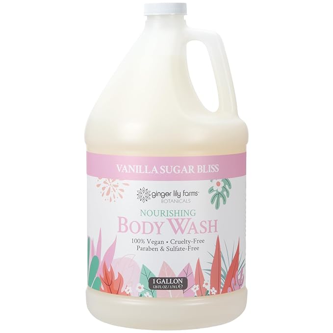 Ginger Lily Farms Botanicals Nourishing Body Wash 100% Vegan &amp Cruelty-Free Vanilla Sugar Bliss Scent 1 Gallon (Pack of 4)