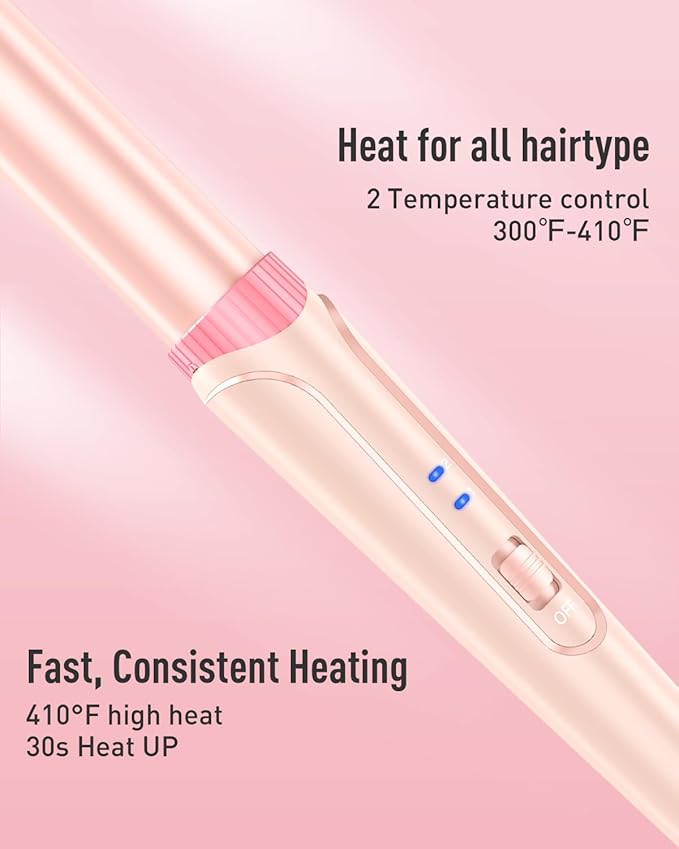 Waver Curling Iron Wand - BESTOPE PRO 5 in 1 Curling Wand Set with 3 Barrel Hair Crimper for Women Fast Heating Crimper Wand Curler in All Hair Type Women Gifts - Leather Pink