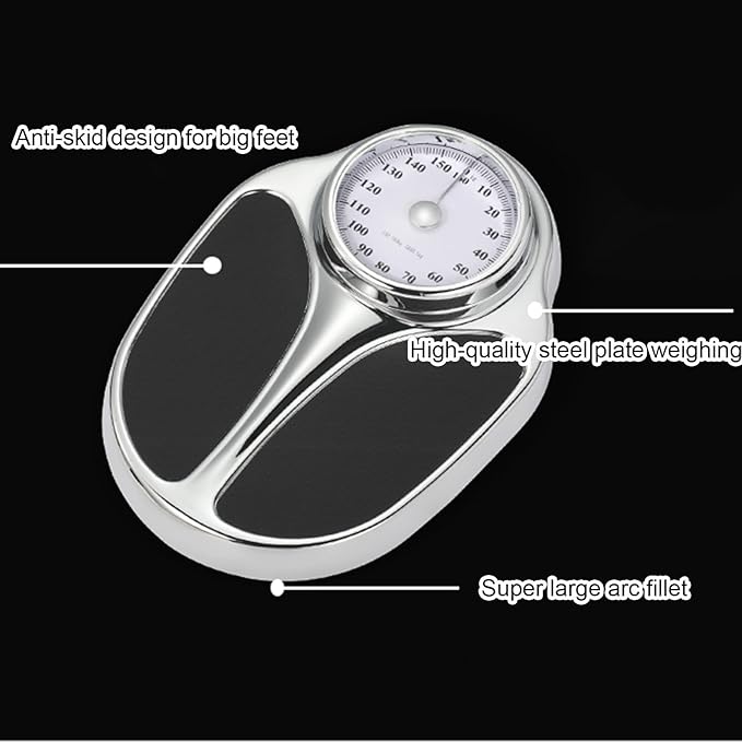 KROKII Mechanical Bathroom Scale High Precision Anti-Skid Body Weight Scales Mechanical Personal Scales Sturdy Metal Platform Oversized Precision Dial No Battery