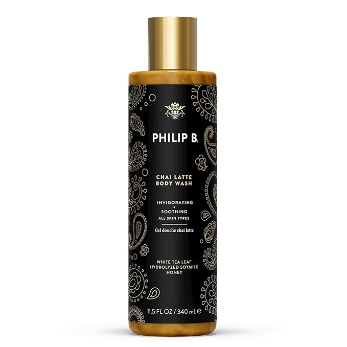 PHILIP B Chai Latte Body Wash 11.5 Fl Oz (340mL) - Invigorating + Soothing Formulated with White Tea Leaf Hydrolyzed Soymilk &amp Honey for All Skin Types
