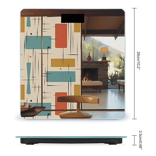 Mid Century Modern Scale for Body Weight High Precision Digital Weight Scales with LCD Display Anti-Slip Sturdy Slim Tempered Glass Bathroom Scale for Home Use
