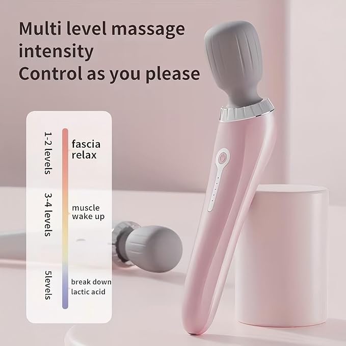 Labnique Handheld Massager 10 Massage Modes Cordless Waterproof Electric Back Massager Portable Muscle Recovery Tool Pink