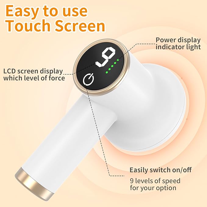 Handheld Body Massager Body Relaxing Machine Portable and Cordless Massager for Deep Relaxation 9 Modes for Body SPA 8 Massage Heads 1800mAh Battery Gift for Men Women White