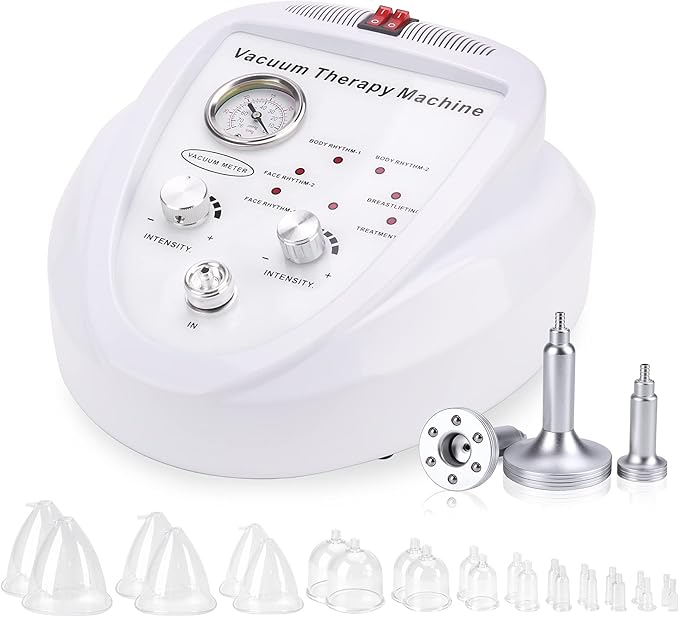 Yofuly Vacuum Therapy Machine Multifunctional Vacuum Therapy Cupping Machine Vacuum Cupping Machine with 30 Vacuum Cups and 3 Gua Sha Handles | 0-70 cmHg
