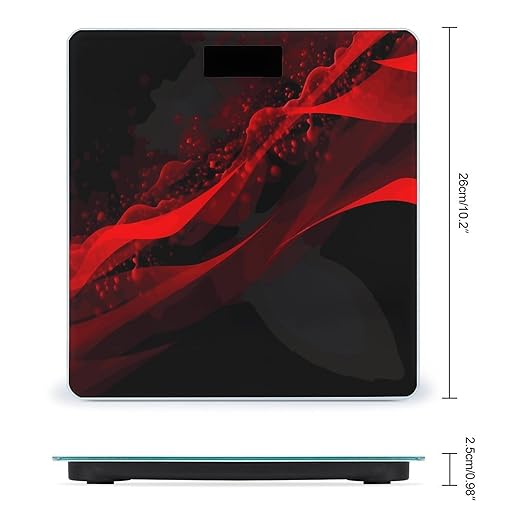 Black and Red Background Weight Scale Digital Electronic Scales Bathroom Scale Larg LCD Backlight Display High Precisio MeasurementsTempered Glass