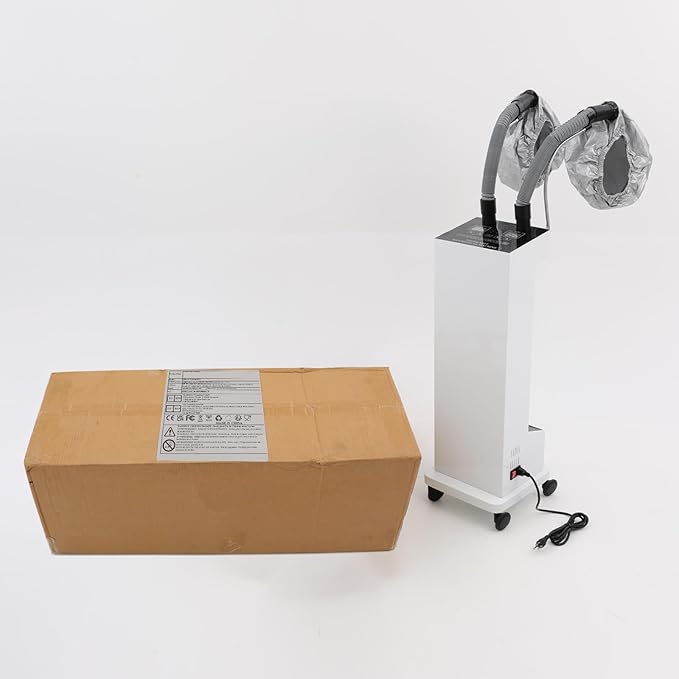 650W Hair Steamer with 2* Vaporizing Caps Professional Micro Mist Hair Color Processor 5 Modes Hair Care Machine with Wheels &amp 3 Levels (White)